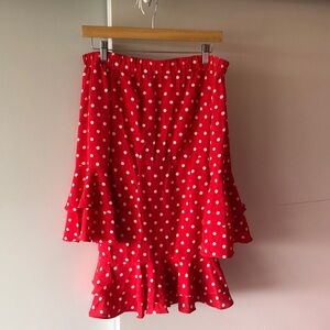 Red Polka Dot Ruffle Off Shoulder Mini Dress NWT